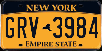 NY license plate GRV3984