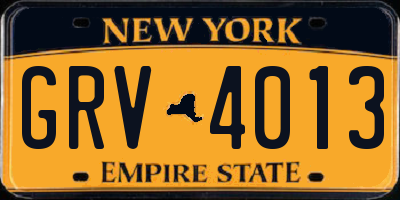 NY license plate GRV4013