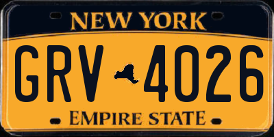 NY license plate GRV4026