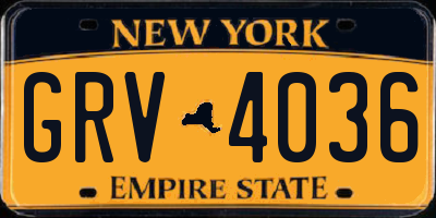 NY license plate GRV4036