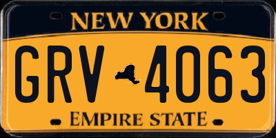 NY license plate GRV4063