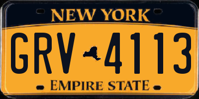 NY license plate GRV4113