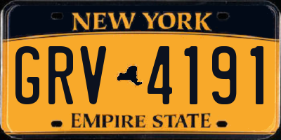NY license plate GRV4191