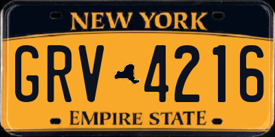 NY license plate GRV4216
