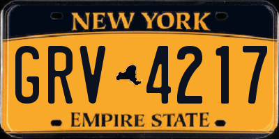 NY license plate GRV4217