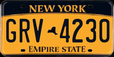 NY license plate GRV4230
