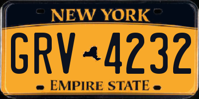 NY license plate GRV4232