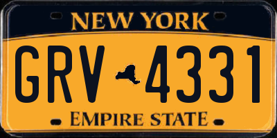 NY license plate GRV4331