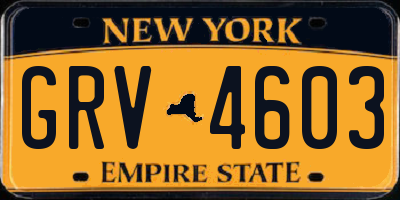NY license plate GRV4603