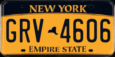 NY license plate GRV4606