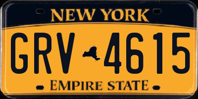 NY license plate GRV4615