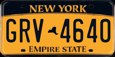 NY license plate GRV4640