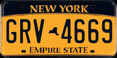 NY license plate GRV4669