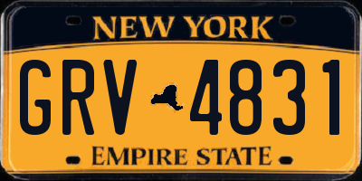 NY license plate GRV4831