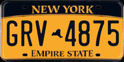 NY license plate GRV4875