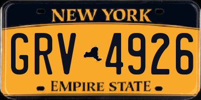 NY license plate GRV4926