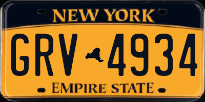 NY license plate GRV4934