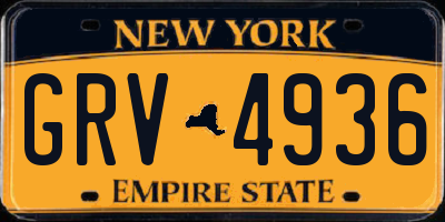 NY license plate GRV4936