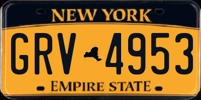 NY license plate GRV4953