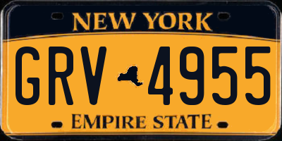 NY license plate GRV4955