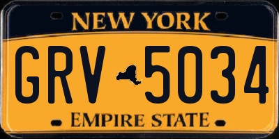 NY license plate GRV5034