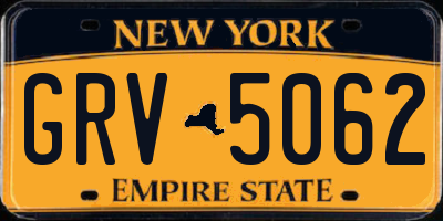 NY license plate GRV5062