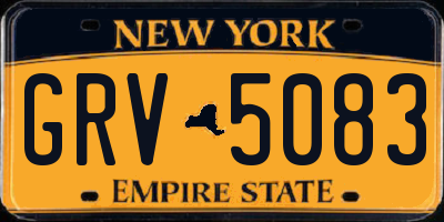 NY license plate GRV5083