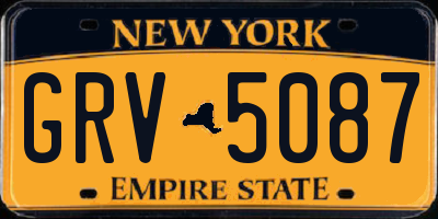 NY license plate GRV5087