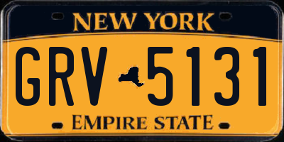 NY license plate GRV5131