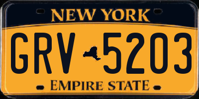 NY license plate GRV5203