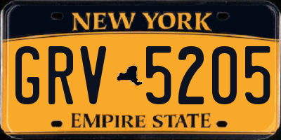 NY license plate GRV5205