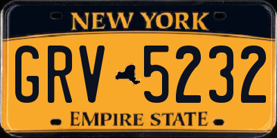 NY license plate GRV5232