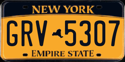 NY license plate GRV5307
