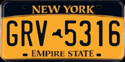 NY license plate GRV5316