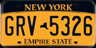 NY license plate GRV5326
