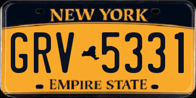 NY license plate GRV5331