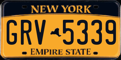NY license plate GRV5339