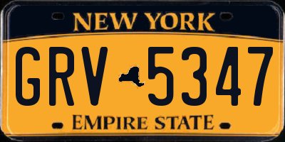 NY license plate GRV5347
