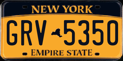 NY license plate GRV5350