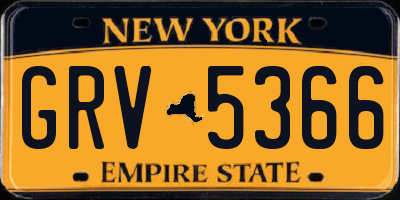NY license plate GRV5366