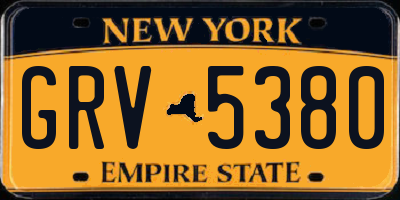NY license plate GRV5380