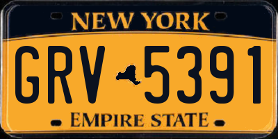 NY license plate GRV5391