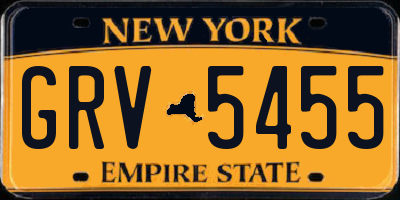 NY license plate GRV5455