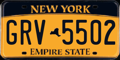 NY license plate GRV5502