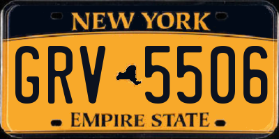 NY license plate GRV5506