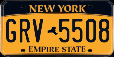 NY license plate GRV5508
