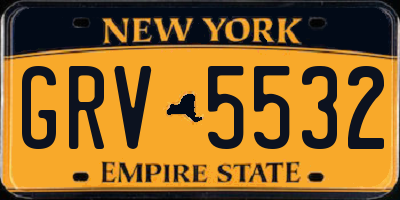 NY license plate GRV5532
