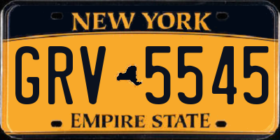 NY license plate GRV5545