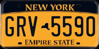 NY license plate GRV5590