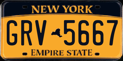 NY license plate GRV5667